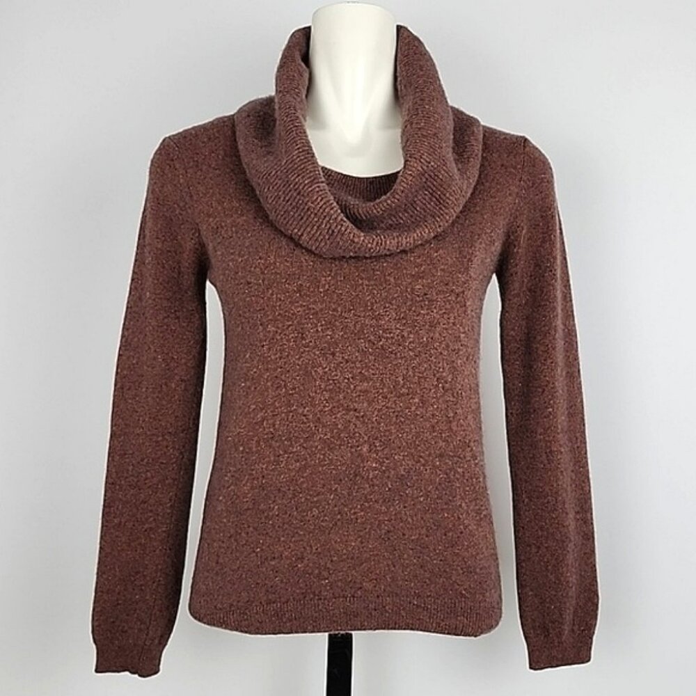Bartolini Women's Made in Italy Cashmere Wool Cowl Neck Sweater Rust Brown S